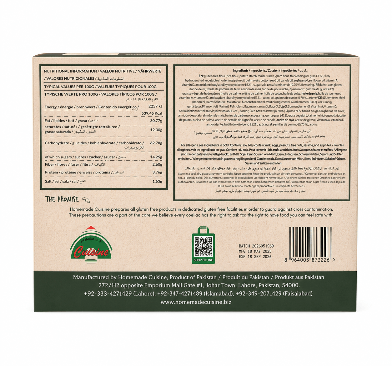Gluten Free Zeera Biscuits Labelling